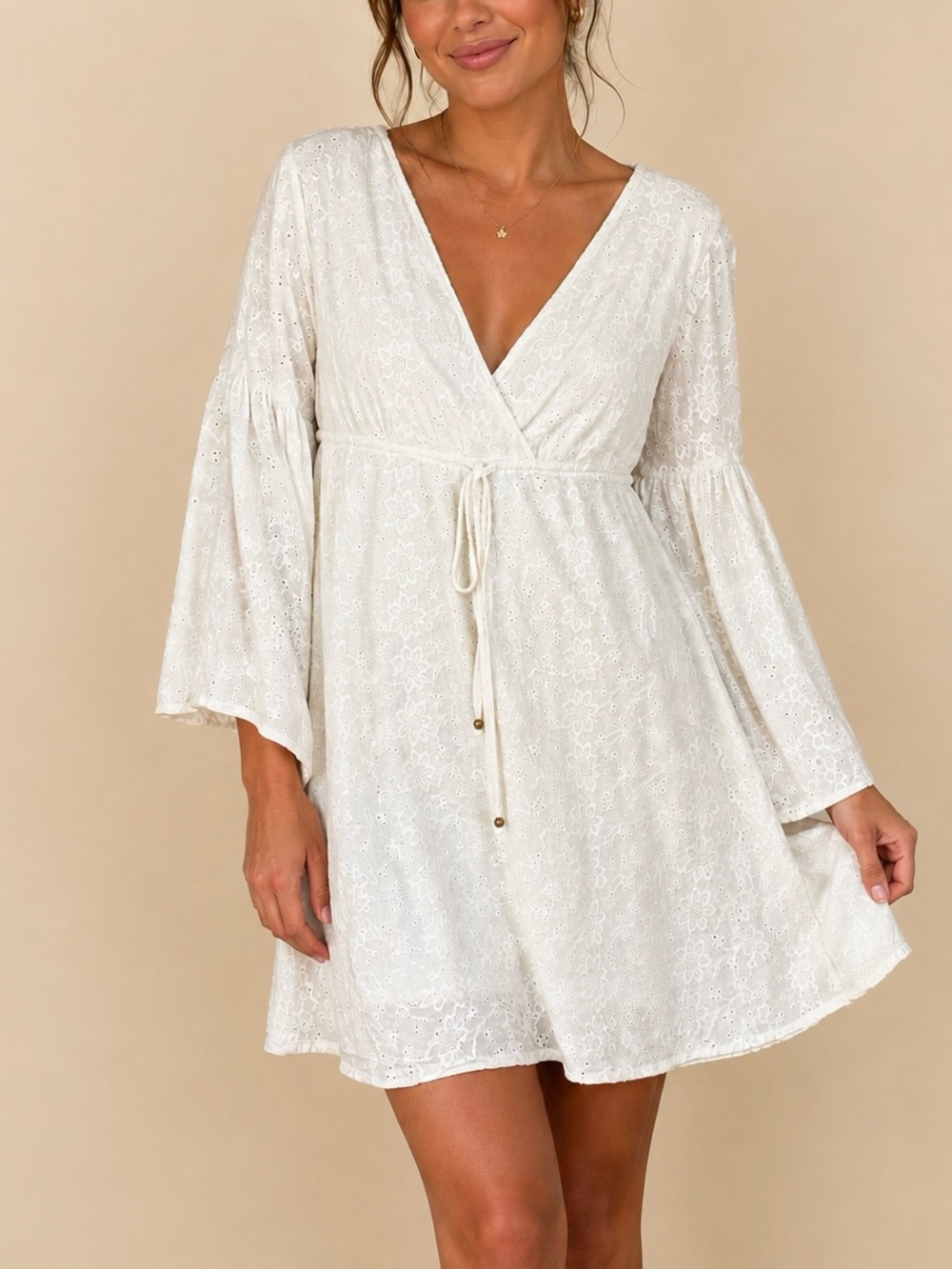 Michael Kors White Eyelet Floral Dress NWT $150